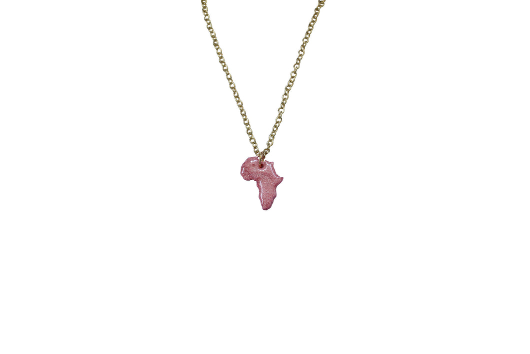Pink Africa map charm necklace / African Jewelry