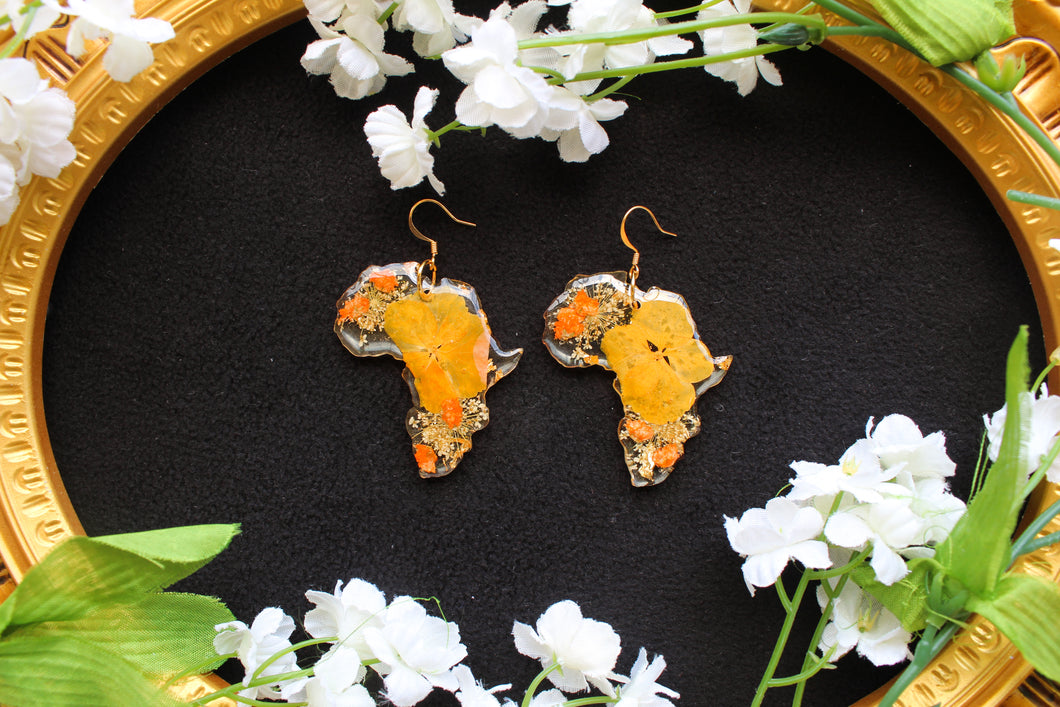 Orange Africa earrings