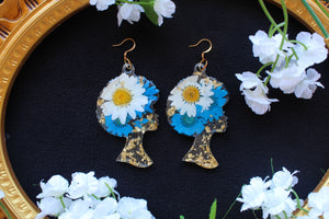 Blue and white Afro Queens earrings