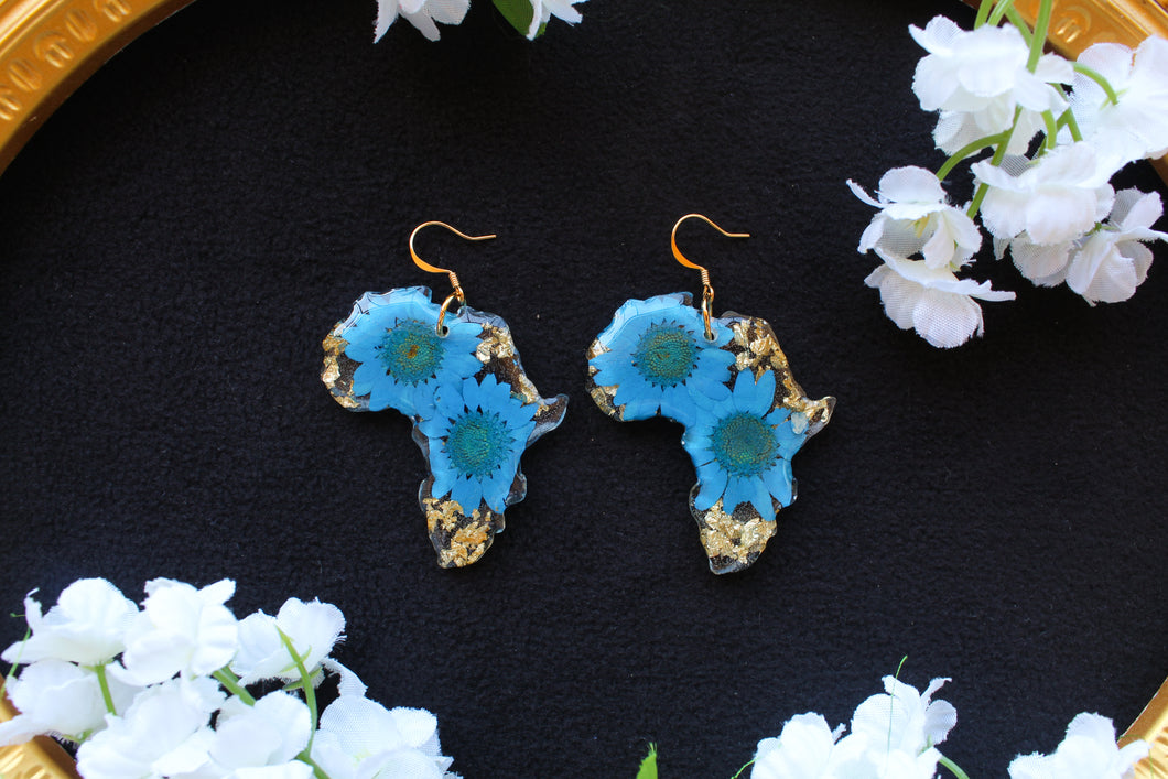 Blue flower Africa earrings