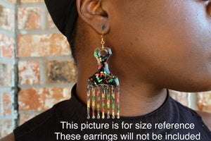Blue Afro picks earrings
