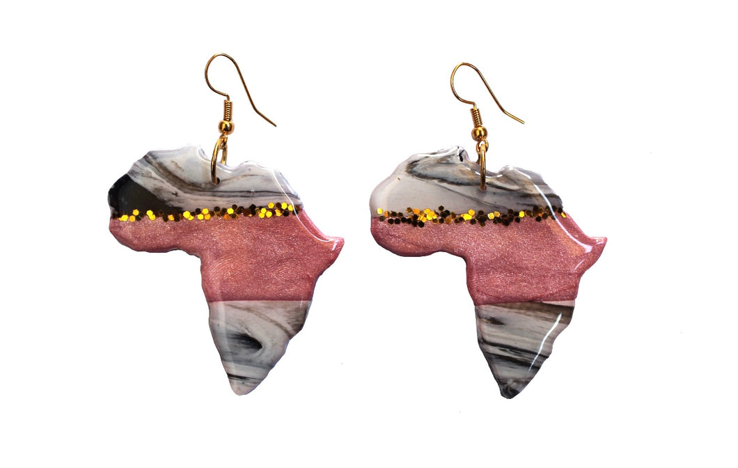 Pink marble Africa earrings