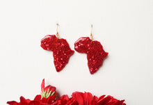 Load image into Gallery viewer, Glitter red Africa earrings