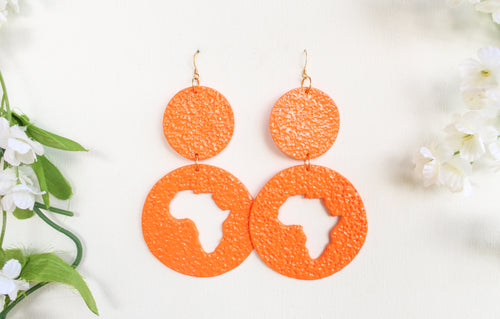 Large Orange Africa Earrings