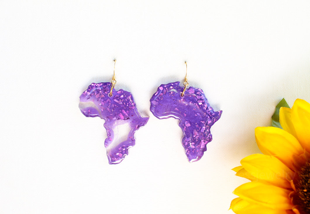 Purple mismatch Africa earrings