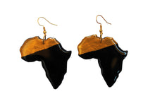 Load image into Gallery viewer, Black and Gold Africa earrings / African jewelry