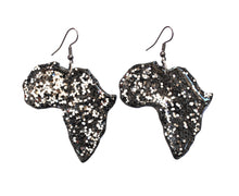 Load image into Gallery viewer, Silver Glitter Africa Earrings / African jewelry