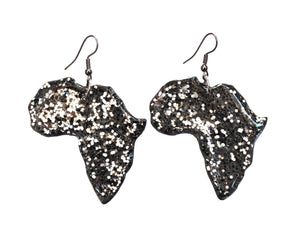 Silver Glitter Africa Earrings / African jewelry