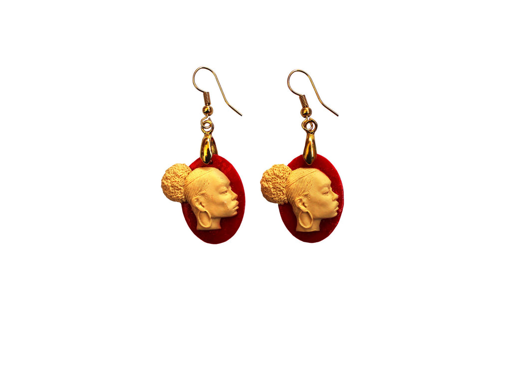 Red Afrocentric African Woman earrings / African jewelry