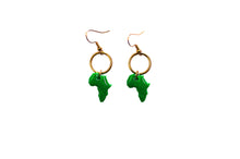 Load image into Gallery viewer, Small Green Africa Hoop earrings / African jewelry
