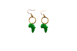 Small Green Africa Hoop earrings / African jewelry