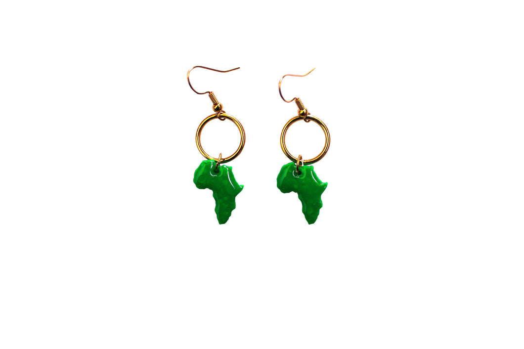 Small Green Africa Hoop earrings / African jewelry