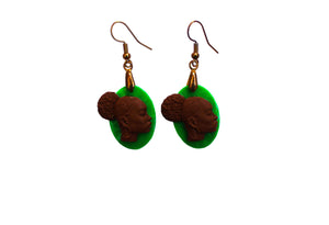 Green Afrocentric African Woman earrings / African jewelry