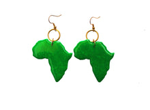 Load image into Gallery viewer, Large Green Africa Hoop earrings / African jewelry