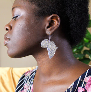 Silver Glitter Africa Earrings / African jewelry