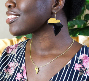 Black and Gold Africa earrings / African jewelry