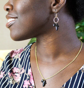 Small black Africa hoop earrings / African jewelry