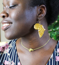 Load image into Gallery viewer, Gold Glitter Africa Earrings / African jewelry