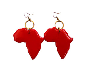 Large Red Africa hoop earrings / African jewelry