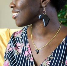 Load image into Gallery viewer, Large Black Africa Hoop earrings / African jewelry