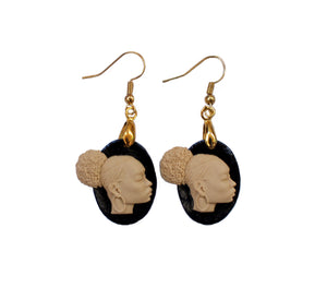 Black Afrocentric African Woman earrings / African jewelry