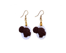 Load image into Gallery viewer, White Afrocentric African Woman earrings / African jewelry