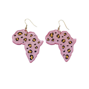 Pink leopard Africa earrings / African Jewelry