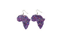 Load image into Gallery viewer, Purple and blue Africa earrings / African jewelry