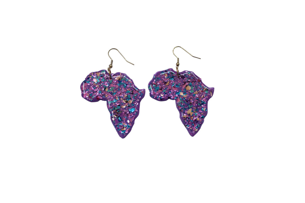 Purple and blue Africa earrings / African jewelry