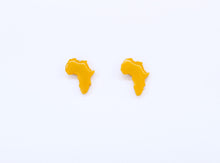 Load image into Gallery viewer, Yellow Africa stud earrings - small Africa shaped studs