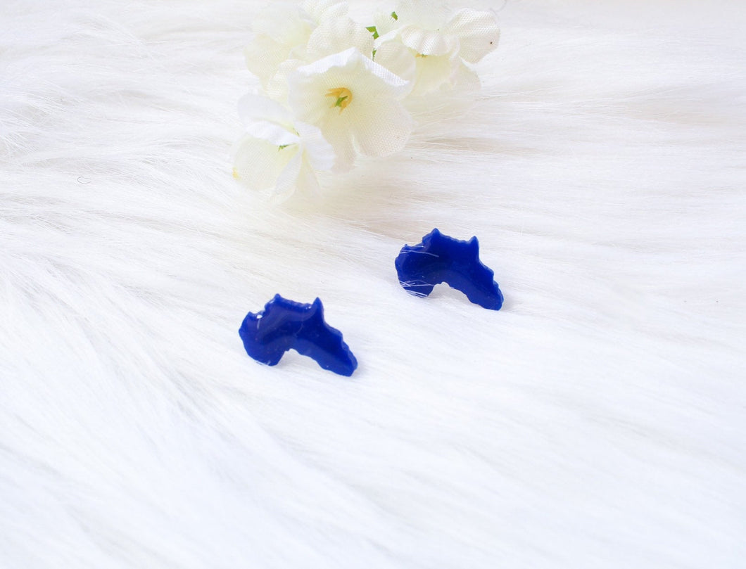 Africa stud earrings - Navy blue