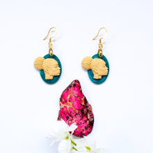 Load image into Gallery viewer, African woman cameo earrings - Turquoise