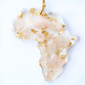 Africa shaped earrings - Real rose quartz and gold African jewelry