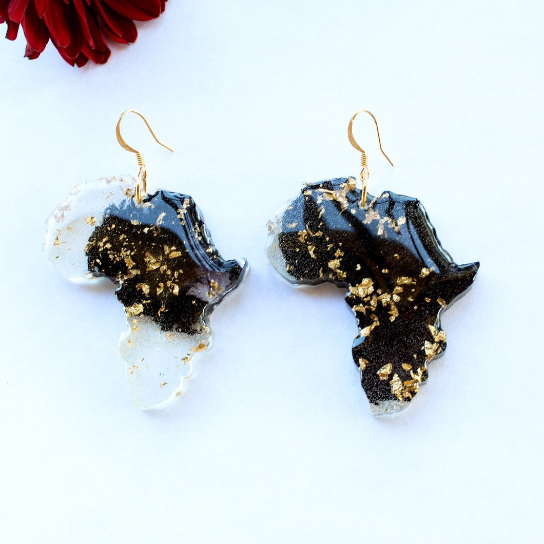 Africa earrings- Black and gold mismatched