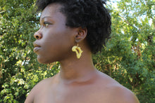 Load image into Gallery viewer, Gold agate Africa earrings- polymer clay