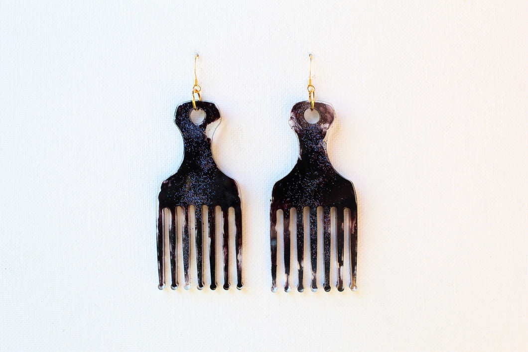 Afro pick earrings - Natural hair jewelry